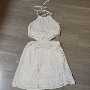 White Eyelet Halter Dress